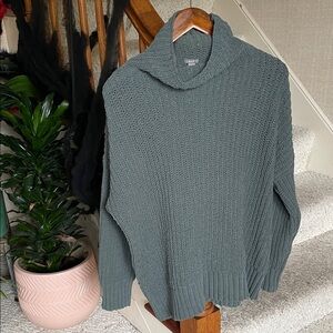 Aerie Oversized Slouchy Sage Green Mockneck Knit Sweater